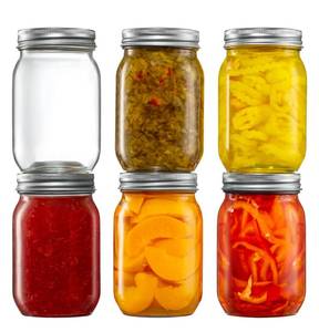 lot 10935 image: 6 Pack 16 oz. Regular-Mouth Glass Mason Jars with Metal Airtight Lids and Bands for 1 Pint Canning, Preserving, & Meal Prep