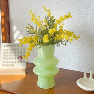 lot 10936 image: JSPYFITS Glass Vases for Decor, 7.8 Inch Four- Layer Hydroponic Glass Vase Bubble Flower Vases Decorative for Home Dcor, Funky Modern Geometric for Living RoomWeddingPartyOffice(Milky Green)