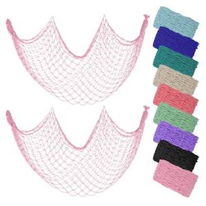lot 10940 image: ZUEXT Light Pink Decorative Fishing Net 80x40 Inch, 2PCS Wall Photo Hanging Fishnet,Cotton Mermaid Net for Nautical Mermaid Pirate Ocean Themed Hawaii Beach Under the Sea Party Decorations