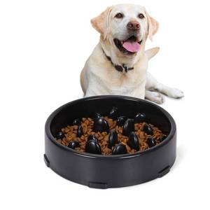 lot 10955 image: JASGOOD Slow Feeder Dog Bowl for Medium Dogs Slow Feeding Interactive Bloat Stop Dog Bowls,Black,Medium