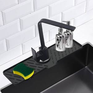 lot 10959 image: Meiliweser Silicone Faucet Splash Guard, 18� x 5.9�, Faucet Water Catcher Mat, Longer Silicone Sink Mat for Kitchen, Bathroom, Laundry Room, Farmhouse, Bar & RV (Black)