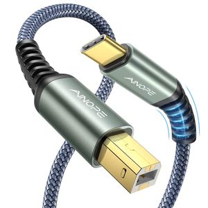 lot 10960 image: AINOPE USB B to USB C Printer Cable 6.6FT, Gold Plated Plug Nylon Braided, USB C Printer Cable for MacBook Pro, MIDI Cable for Yamaha Casio Digital Piano, MIDI Keyboard, DJ Controller, DAC to iPad