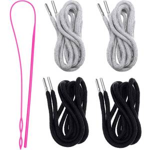 lot 10961 image: Drawstring Cords Replacement Drawstrings with Easy Threader for Sweatpants Shorts Pants Jackets Coats (Black, Grey)