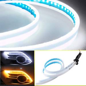 lot 10963 image: 30cm Soft Tube Guide Flexible LED Strip Daytime Running Light 12inch White Yellow Sequential Flowing Turn Signal LED Strip Auto Cars Motorcycles,2-Pack