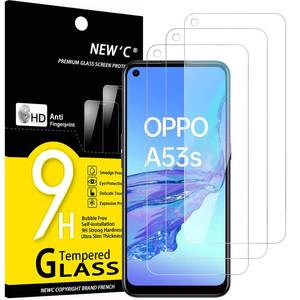 lot 10966 image: NEWC 3 Pack Designed for Oppo A53  A53s Screen Protector Tempered Glass, Case Friendly Anti Scratch Bubble Free Ultra Resistant