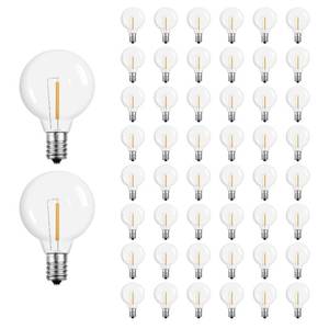 lot 10976 image: Meconard G40 Led Replacement Light Bulbs, 1.57 Inch 1 Watt Shatterproof LED Globe Bulbs for Indoor Outdoor String Lights, E12 or C7 Candelabra Screw Base Sockets, Warm White, 50 Pack