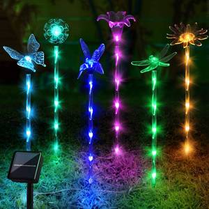 lot 10979 image: Set of 6 Arcylic Solar Lights for Outside, Garden Decorations Powered Pathway Outdoor Waterproof Ornaments Yard, Patio Plant Pot, Flower Bed, Home Decoration (8 Modes)