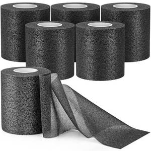 lot 10985 image: AYNAUHX 6 Pack Pre Wrap for Hair Soccer, Black Athletic Prewrap Tape Headbands, Foam Sport Underwrap Pre-Wrap, 2.76 Inches X 12 Yards - Black