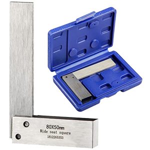 lot 10989 image: Machinist Square Precision Engineer Wide Seat Square 90 Right Angle Ground Hardened Steel Angle Ruler 3.2 x 2 Inch