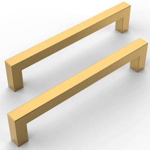 lot 10991 image: Amerdeco 10 Pack Brushed Gold Cabinet Pulls 6.25 Inch(160mm) Hole Centers Kitchen Cabinet Handles Cabinet Hardware Cupboard Handles Square Drawer Pulls SH0004