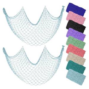 lot 11000 image: ZUEXT Fish Netting Decoration Light Blue 80x40 Inch, 2 Pack Large Picture Fish Net,Wall Photo Hanging Fishnet for Nautical Mermaid Pirate Ocean Theme Hawaii Beach Under The Sea Party Decoration
