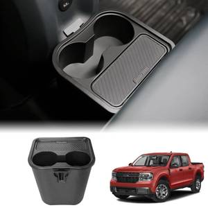 lot 11005 image: Mabett Trash Can for Ford Maverick 2024 2023 2022, Multi-Function Maverick Accessories, Trash Bin with Cup Holder, Extra Rear Storage Box