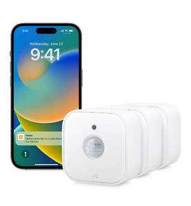 lot 11010 image: Eve Motion (Matter) 3-Pack - Smart Motion and Light Sensor, IPX3, Automatic Activation of Devices, Future-Proof with Matter & Thread, Works with Apple HomeKit, Alexa, Google Home, SmartThings,White - Retail $123.89