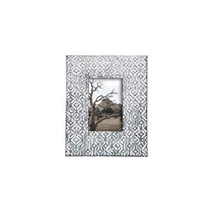 lot 11012 image: Foreside Home & Garden 4 x 6 inch Decorative Distressed Whitewashed Metal Pattern Picture, 4x6, Dawson Photo Frame