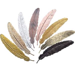lot 11026 image: Gejoy 8 Pieces Metal Feather Bookmarks Assorted Metal Bookmark Feather Shape Book Marker for Adults and Kids (Set 1)