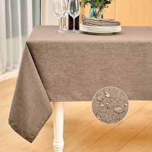 lot 11027 image: Mebakuk Rectangle Table Cloth Linen Farmhouse Tablecloth Waterproof Anti-Shrink Soft and Wrinkle Resistant Decorative Fabric Table Cover for Kitchen (Flaxen, 52 x 70 (4-6 Seats))