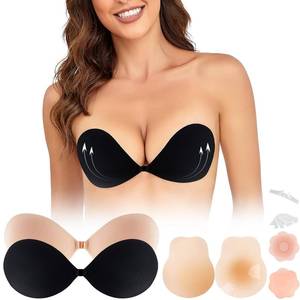 lot 11048 image: Bestash Sticky Bra Strapless Bras for Women Push Up Invisible Lifting Bra, 3 Pairs Sticky Strapless Bra with Nipple Covers