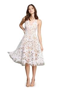 lot 11049 image: Dress the Population Womens Blair Lace Sequin Fit & Flare, WhiteNude, M - Retail $255.46