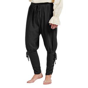 lot 11057 image: Century Star Pirate Pants for Men Renaissance Pants Medieval Viking Steampunk Halloween Costume Trousers with Drawstrings Ankle Banded Black XX-Large