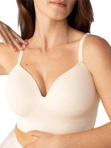 lot 11065 image: SHAPERMINT Wireless Supportive Comfy Seamless Bra for Women, Adjustable Straps, Everyday Bralettes from Small to Plus Size, Beige, Large