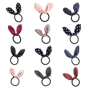 lot 11093 image: Ruihfas 12Pcs Lovely Rabbit Ear Bow Hair Bands Scrunchies Elastic Bow Hair Ties Ropes Hairband Headband Ponytail Holders