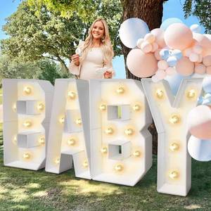 lot 11122 image: Baby Shower Decorations - Large PRE-CUT BABY Marquee Letters Kit - Mosaic Foam Board Sign for Boy Girl - Neutral Baby Girls Shower Centerpieces Decor for Gender Reveal Party Supplies Decoration