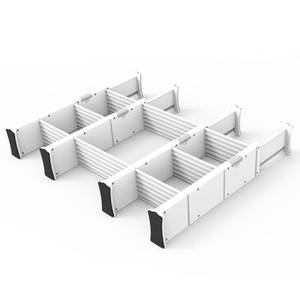 lot 11135 image: KABUM Adjustable Drawer Divider Organizer Clothes Dresser Organizer,Expandable Organization for Home, Office,2.8 High Expandable from 11.7 to 18.5,4 Dividers with 6 Short and 2 Long Inserts