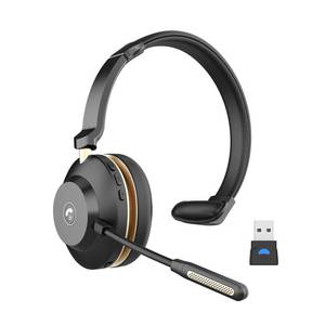 lot 11138 image: Tenigulset Bluetooth Headset v5.3,45Hrs Wireless Headset with Mic for Work,QCC Chip Trucker Bluetooth Headset Noise Canceling,USB Dongle & Mute Button, for PcMobile PhonesSkypeZoomOffice