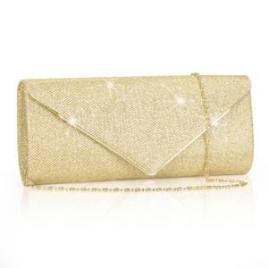 lot 11147 image: Larcenciel Clutch Purses for Women, Sparkling Envelope Evening Bag with Detachable Chain, Glitter Sequins Metal Formal Handbag Shoulder Crossbody Bag Prom Party Purse Bridal Wedding Clutch Bag(Gold)