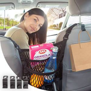 lot 11154 image: The Purse Net Car Net Pocket Handbag Holder Between Seats w4 Grocery Bag Headrest Hooks  Purse Holder for Car  Net Car Handbag Holder w2 Cargo Storage Pockets