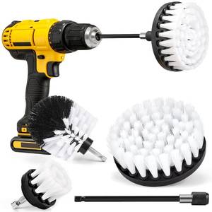 lot 11155 image: Soft White Drill Brush Attachment Set - Car Interior Detailing Kit, All Purpose Power Drill Brush with Extend Attachment for Car, Boat, Seat, Carpet, Upholstery, Bathroom, Grout, Floor and Tile