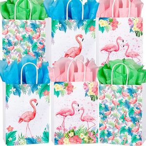 lot 11164 image: ASOEMERZ Flamingo Gift Bags with Tissue - 24Pack Paper Bags with Handles, 8.7 Small Gift Bag Party Bags for Kids Birthday, Mothers Day, Bridal Showers, Baby Showers