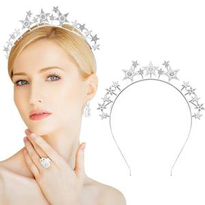 lot 11165 image: Star Halo Crown Silver Headband, Star Headband Silver Headpiece Rhinestone Headband Headpiece, Silver Crown Headband Tiaras and Crowns for Women Girls, Party Wedding Festival Hair Accessories(Silver)