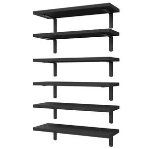 lot 11170 image: WOPITUES Floating Shelves Set of 6, Wood Rustic Farmhouse Shelves for Wall Decor, Bathroom Shelves, Book Shelves for Living Room-Black