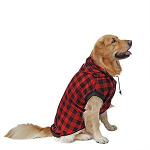 lot 11182 image: PAWZ Road Large Dog Plaid Shirt Coat Hoodie Pet Winter Clothes Warm and Soft Red XL