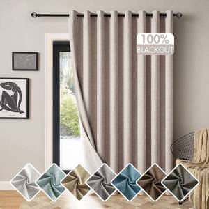 lot 11193 image: MIULEE 100% Blackout Curtain Linen Textured for Sliding Patio DoorBedroomLiving Room Thermal Insulated Room Divider Curtain 1 Panel 100 Wide x 84 Long Beige