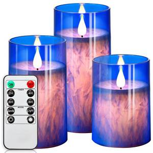 lot 11206 image: NURADA Flickering Flameless Candles LED Warm 3D Wick Light Pillar Candle Acrylic Battery Operated Candles with Remote and Timer Real Wax Christmas Home Table Decor, Pure White, D 3 H 4 5 6