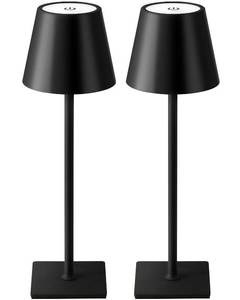 lot 11208 image: KDG 2 Pack Cordless Table Lamp,Portable LED Desk Lamp, 5000mAh Battery Operated, 3 Color Stepless Dimming Up, for RestaurantBedroomBarsOutdoor PartyCampingCoffee Shop Night Light(Black)