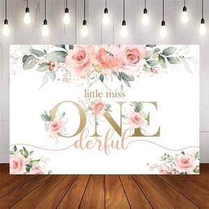 lot 11214 image: Avezano Miss Onederful Birthday Backdrop Pink Floral 1st Birthday Backdrop Sweet Baby Girl First Birthday Party Decoration Banner (8x6ft)