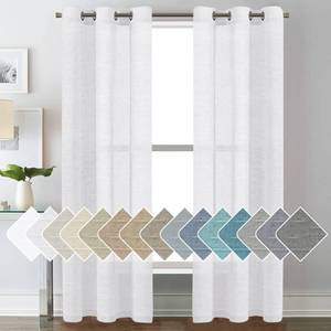 lot 11218 image: H.VERSAILTEX Linen Curtains Natural Blended Curtain Panels for Living RoomLight Reducing Linen Semi Sheer Curtains 84 inch Length 2 Panels Set Nickel Grommet Window Panels, 37 x 84, Pure White