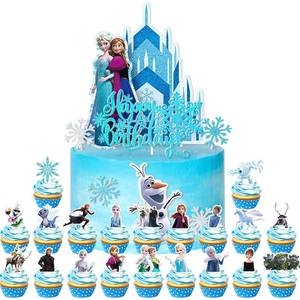 lot 11237 image: 28pcs Frozen Cake Topper Cupcake Toppers Set, Cake Decorations, Ice Theme Birthday Party Topper for Children