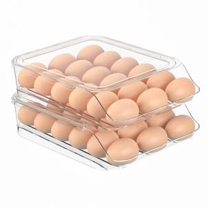 lot 11241 image: SEE SPRING Egg Holder for Refrigerator, 36 Egg Container For Refrigerator, Egg Fresh Storage Box for Fridge, Egg Storage Tray Organizer Bin, Clear Plastic Storage Container (2 Layer)