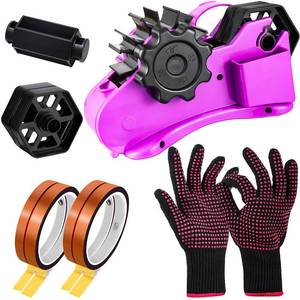 lot 11251 image: Multiple Roll Cut Heat Tape Dispenser Sublimation Multi-Roll Semi-Automatic Desk Tape Dispenser Fixed Length Tape Cutter Heat Resistant Tape Gloves for Heat Transfer Tapes (Bright Colors, 35 mm)