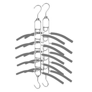 lot 11278 image: TOPIA HANGER 5 in 1 Multi Layer Clothing Hanger with Anti-Slip EVA Sponge (2 Pack), Duty Space Saving Clothes Metal Hanger, Closet Organizers and Storage for Tank Tops, Shirt,Sweater,Coat- Grey CT25G