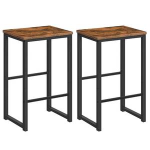 lot 11281 image: HOOBRO Bar Stools, Set of 2 Bar Chairs with Different Height Pedals, 25.6 Inch Tall, Black Steel Frame, for Living Room, Dining Room, Kitchen, Industrial Design, Rustic Brown BF34BY01G1