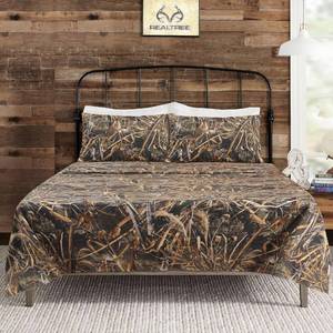 lot 11285 image: VISI-ONE Realtree Max-5 Camouflage Bed Sheets - 4 Piece Camo Bedding Full - Premium Polycotton Super Soft Hunting Sheet Set - Machine Washable Outdoor Bedding Set (Full Size)