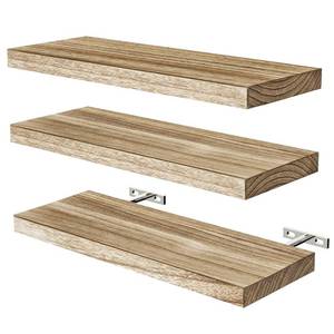 lot 11286 image: Floating Shelves, Rustic Solid Wood Shelves Set of 3,Floating Shelves for Wall Mounted, Durable Natural Bathroom Wall Shelves with Bedroom,Kitchen,Living Room,Office Storage Decor (Light Brown)