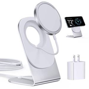 lot 11299 image: Magnetic Wireless Charger Mag-Safe Charger for iPhone 15141312 Series Convertible Magnet Wireless Charging StandPad with 20W Adapter 5ft Cable for iPhone and AirPods 23Pro 2Pro