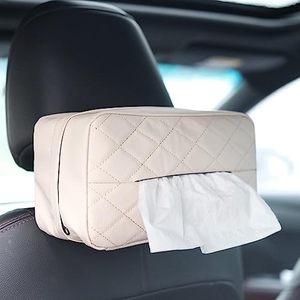 lot 11302 image: SENYAZON Car Tissue Holder, Extra Large Tissues Box Cover for Car Backseat, Ideal for Organization and Daily Use, Fits for 120 Tissues Box (Beige)