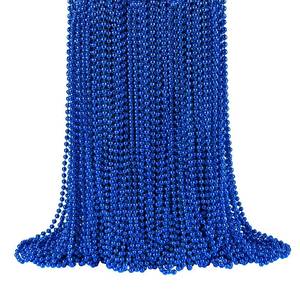 lot 11303 image: SHAOQINLIN 144pcs Blue Mardi Gras Beads, 33 7 mm Metallic Blue Bead Necklaces 4th of July Beads Necklaces Bulk Party Beads for Patriotic Day, Mardi Gras, Christmas, Carnival Party Favors